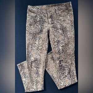 Tory Burch snake print pants gold logo button size 29